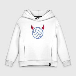 Толстовка оверсайз детская Volleyball devil, цвет: белый