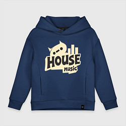 Толстовка оверсайз детская House Music Logo with Heart, цвет: тёмно-синий