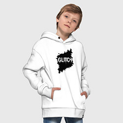 Толстовка оверсайз детская Глитч-эффект хаос в пикселях, цвет: белый — фото 2