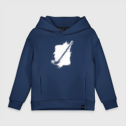 Толстовка оверсайз детская Хоккейная клюшка в квадрате, цвет: тёмно-синий