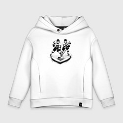 Толстовка оверсайз детская Хоккейная дуэль, цвет: белый