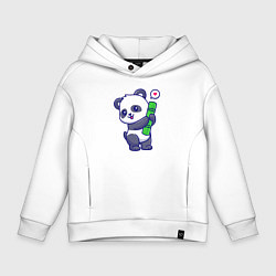 Толстовка оверсайз детская Бабмуковая милая панда, цвет: белый