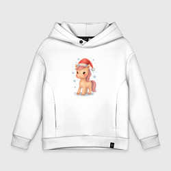 Толстовка оверсайз детская Маленькая милая лошадка, цвет: белый