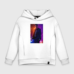 Толстовка оверсайз детская Джон Уик под дождём, цвет: белый