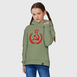 Толстовка оверсайз детская СССР герб, цвет: авокадо — фото 2
