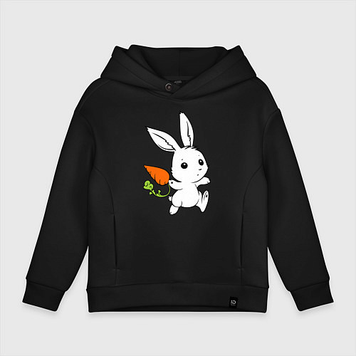 Детское худи оверсайз Зайка с морковкой / Черный – фото 1