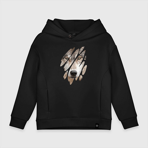 Детское худи оверсайз Волк - моё второе Я / Черный – фото 1