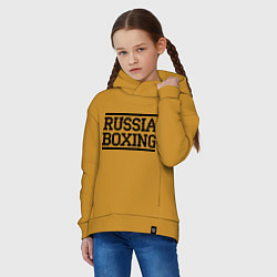 Толстовка оверсайз детская Russia boxing, цвет: горчичный — фото 2