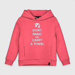 Толстовка оверсайз детская Dont panic & Carry a Towel, цвет: коралловый