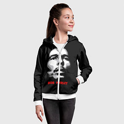 Толстовка на молнии детская Bob Marley Face, цвет: 3D-белый — фото 2