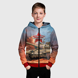 Толстовка на молнии детская Танковые войска РФ, цвет: 3D-красный — фото 2