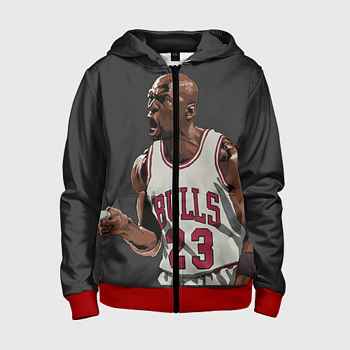 Детская толстовка на молнии Bulls 23: Jordan / 3D-Красный – фото 1