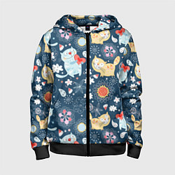 Толстовка на молнии детская Котята, цвет: 3D-черный