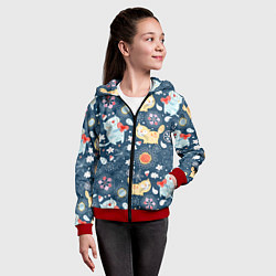 Толстовка на молнии детская Котята, цвет: 3D-красный — фото 2