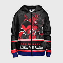 Толстовка на молнии детская New Jersey Devils, цвет: 3D-синий