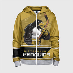 Толстовка на молнии детская Pittsburgh Penguins, цвет: 3D-меланж