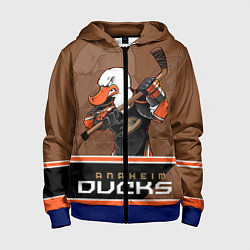 Толстовка на молнии детская Anaheim Ducks, цвет: 3D-синий