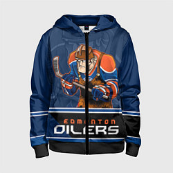 Толстовка на молнии детская Edmonton Oilers, цвет: 3D-черный