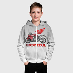 Толстовка на молнии детская Honda 2, цвет: 3D-белый — фото 2