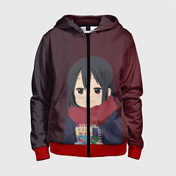 Толстовка на молнии детская K-ON, цвет: 3D-красный