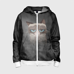 Толстовка на молнии детская Grumpy Cat, цвет: 3D-белый