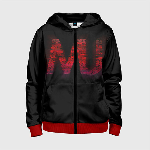 Детская толстовка на молнии Manchester United team / 3D-Красный – фото 1