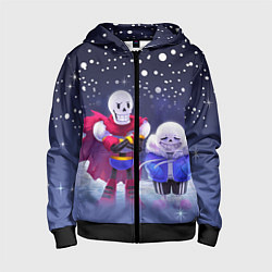 Толстовка на молнии детская Sans & Papyrus, цвет: 3D-черный