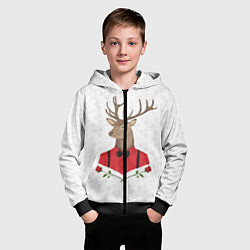 Толстовка на молнии детская Christmas Deer, цвет: 3D-черный — фото 2