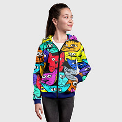 Толстовка на молнии детская Кошачьи мордочки, цвет: 3D-синий — фото 2