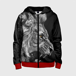 Толстовка на молнии детская Оскал льва, цвет: 3D-красный