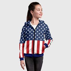 Толстовка на молнии детская Флаг США, цвет: 3D-синий — фото 2