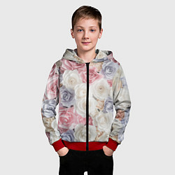 Толстовка на молнии детская Букет из роз, цвет: 3D-красный — фото 2