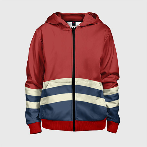 Детская толстовка на молнии Волны в море / 3D-Красный – фото 1