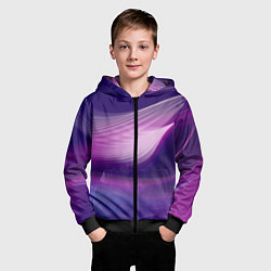 Толстовка на молнии детская Фиолетовые Волны, цвет: 3D-черный — фото 2