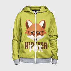 Толстовка на молнии детская Hipster Fox, цвет: 3D-меланж