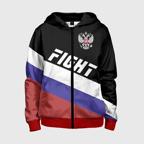 Детская толстовка на молнии Fight Russia / 3D-Красный – фото 1