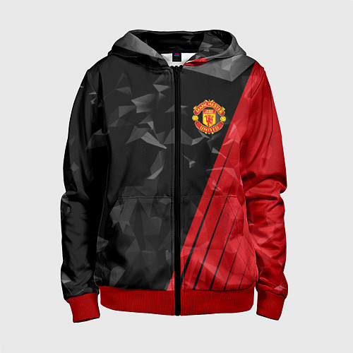 Детская толстовка на молнии FC Manchester United: Abstract / 3D-Красный – фото 1