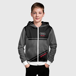 Толстовка на молнии детская Audi: Crey & Black, цвет: 3D-белый — фото 2