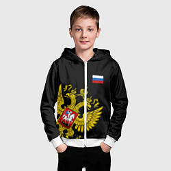 Толстовка на молнии детская Флаг и Герб России, цвет: 3D-белый — фото 2