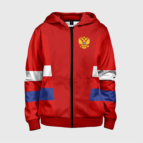 Детская толстовка на молнии Russia: Sport Tricolor / 3D-Красный – фото 1