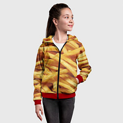 Толстовка на молнии детская Картофель фри, цвет: 3D-красный — фото 2