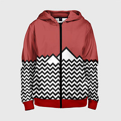 Толстовка на молнии детская Горы Твин Пикс, цвет: 3D-красный