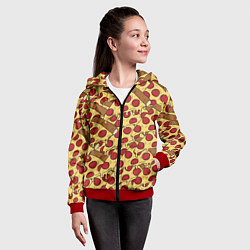 Толстовка на молнии детская Любитель пиццы, цвет: 3D-красный — фото 2