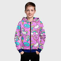 Толстовка на молнии детская Сказочные единороги, цвет: 3D-синий — фото 2