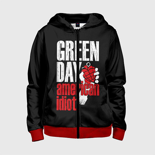 Детская толстовка на молнии Green Day: American Idiot / 3D-Красный – фото 1