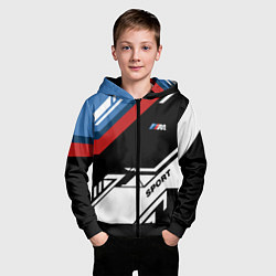 Толстовка на молнии детская BMW GEOMETRY SPORT БМВ M PERFORMANCE, цвет: 3D-черный — фото 2