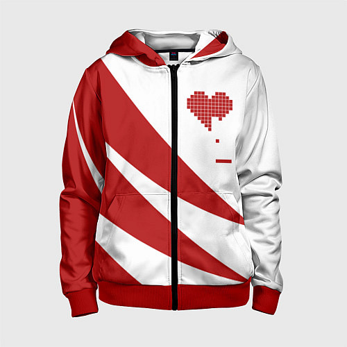 Детская толстовка на молнии Игра в сердца / 3D-Красный – фото 1