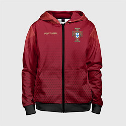 Толстовка на молнии детская Сборная Португалии соты сетка, цвет: 3D-черный