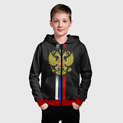 Толстовка на молнии детская Российский триколор, цвет: 3D-красный — фото 2