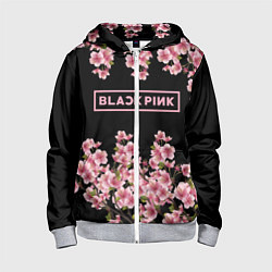 Толстовка на молнии детская Black Pink: Delicate Sakura, цвет: 3D-меланж